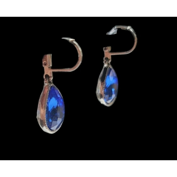 Monet Blue Dangle Teardrop Earrings - Picture 3 of 7